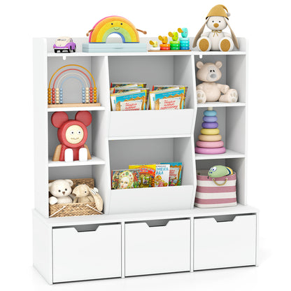 47" Children Bookcase Toy Storage Organizer, White Kids Storage White at Gallery Canada