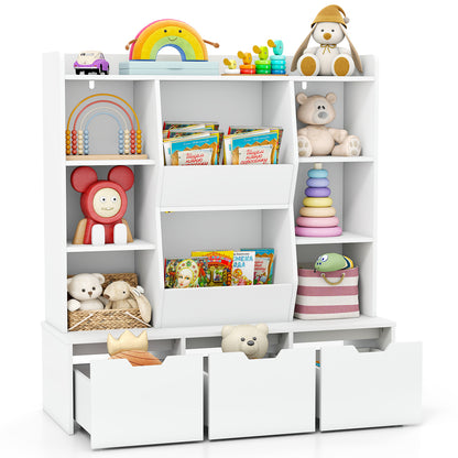 47" Children Bookcase Toy Storage Organizer, White Kids Storage at Gallery Canada