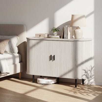 47 Inch Fluted Sideboard Buffet Cabinet, Tambour Sliding Doors, Gray Sideboards Cabinets & Buffets at Gallery Canada