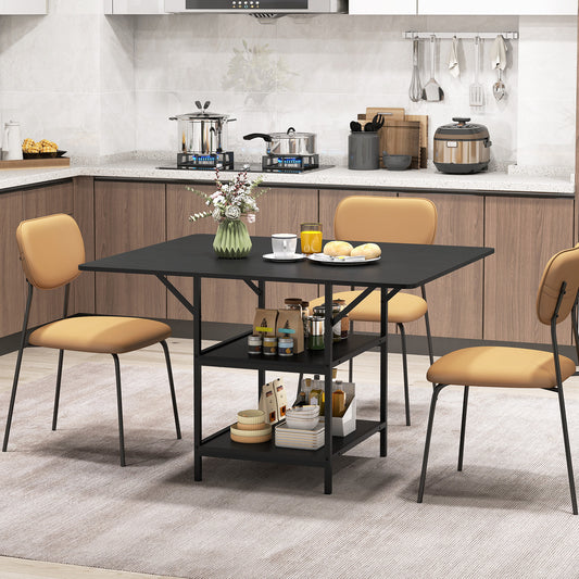 47 Inch Rectangular Dining Table, 2 Storage Shelves, Metal Legs, Black Dining Tables Black at Gallery Canada