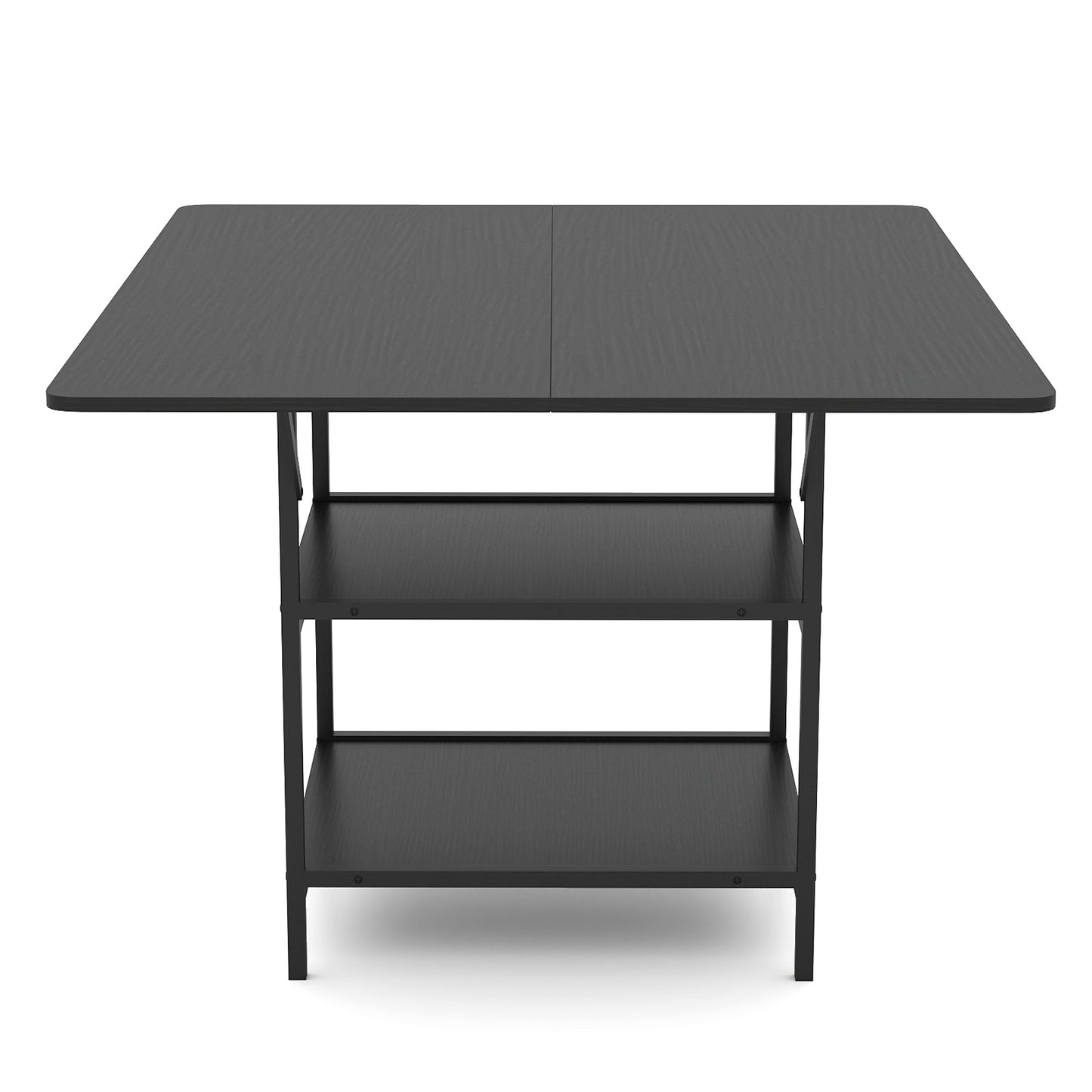 47 Inch Rectangular Dining Table, 2 Storage Shelves, Metal Legs, Black Dining Tables at Gallery Canada