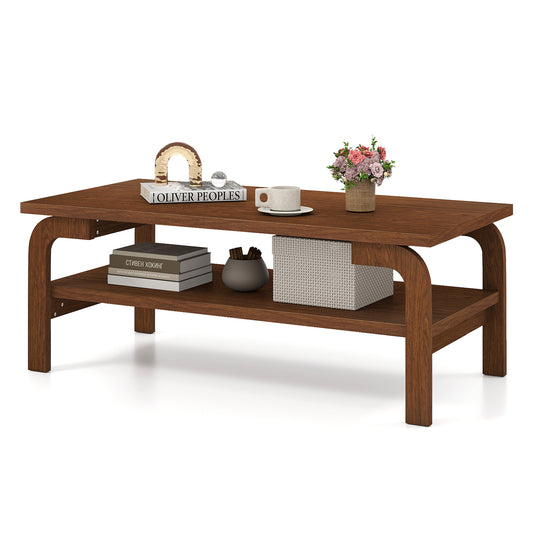 47 Inches Accent Rectangular Coffee Table for Living Room, Walnut Coffee Tables Walnut at Gallery Canada
