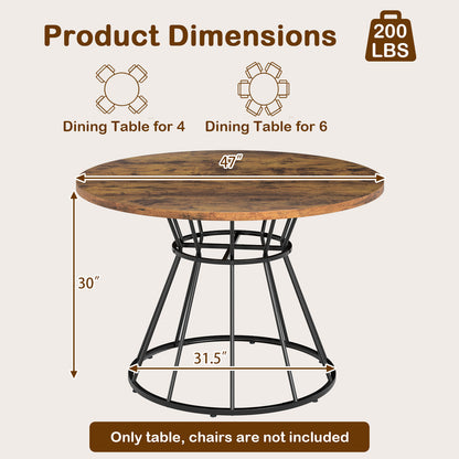 47 Inches Round Dining Table For 4, Wooden Tabletop, Brown Dining Tables at Gallery Canada