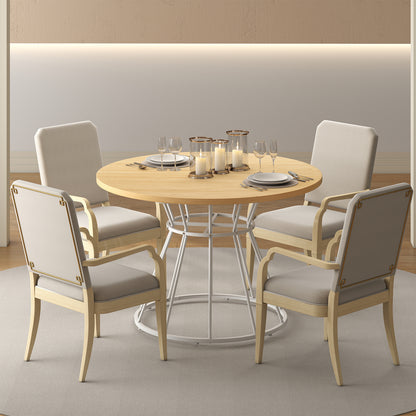 47 Inches Round Dining Table, Wooden Tabletop, Natural Dining Tables at Gallery Canada