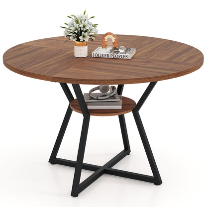 47" Round Dining Table for 4 with Storage Shelf, Brown Dining Tables at Gallery Canada