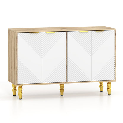47" Sideboard Buffet Cabinet, 4 Fluted Doors, Anti-Toppling, Natural Sideboards Cabinets & Buffets at Gallery Canada