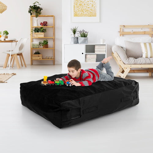 47 x 35.5 Inch Crash Pad Sensory Mat, Foam Blocks, Washable Cover, Black