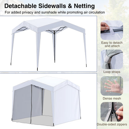 Pop Up Canopy Tent With 4 Sidewalls, Mesh Netting, Wheeled Bag, White Canopies at Gallery Canada