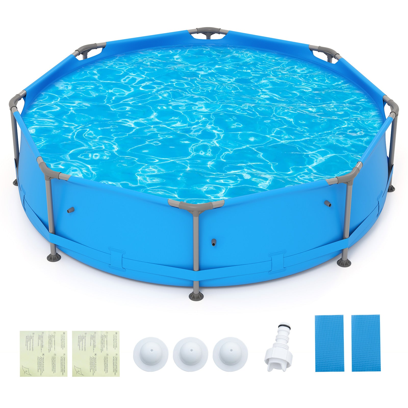 Metal Frame Outdoor Family Swimming Pool, 10 x 10 ft, Blue Swimming Pools Blue at Gallery Canada
