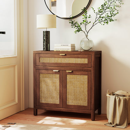 Sideboard Storage Cabinet, Rattan Doors And Drawer, Brown Sideboards Cabinets & Buffets at Gallery Canada