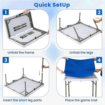 35 Inch 4 Player Folding Mahjong Table, With Cup Holders, Navy Game Room at Gallery Canada