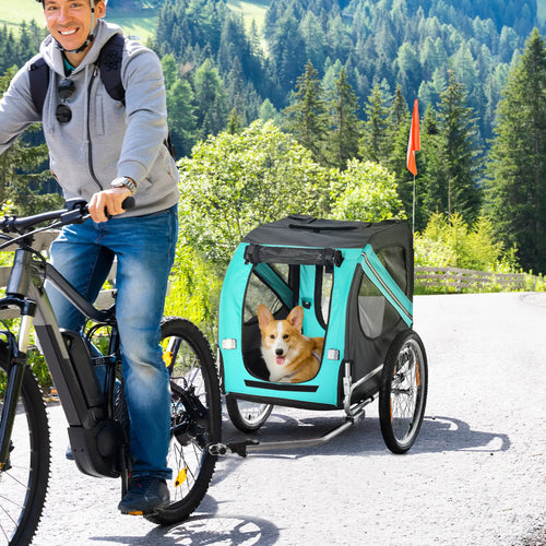 Dog Bike Trailer, Pet Cart, Foldable, Bicycle Wagon, Green