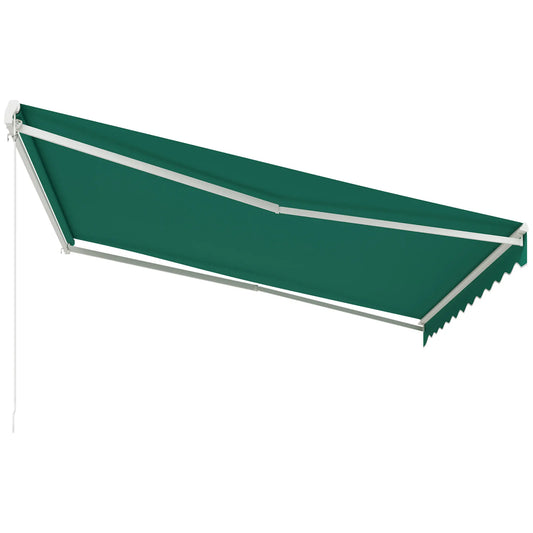 13' x 10' Retractable Electric Awning, Sun Shade Shelter, Remote, Green Deck Awnings Green at Gallery Canada