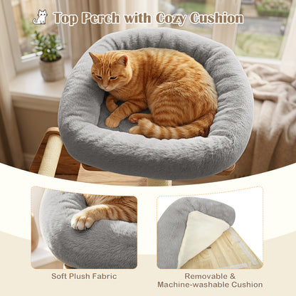 Multilevel Solid Wood Cat Tree, 48.5", Gray