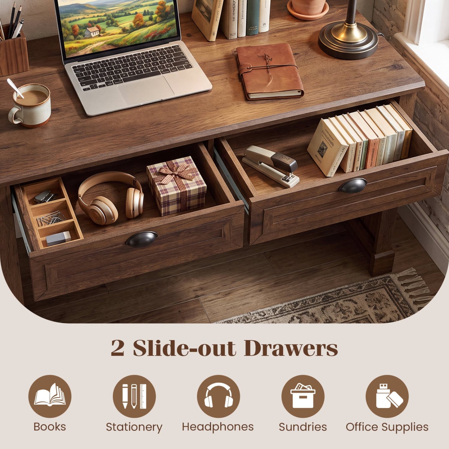 48" Bureau de ferme, Brun