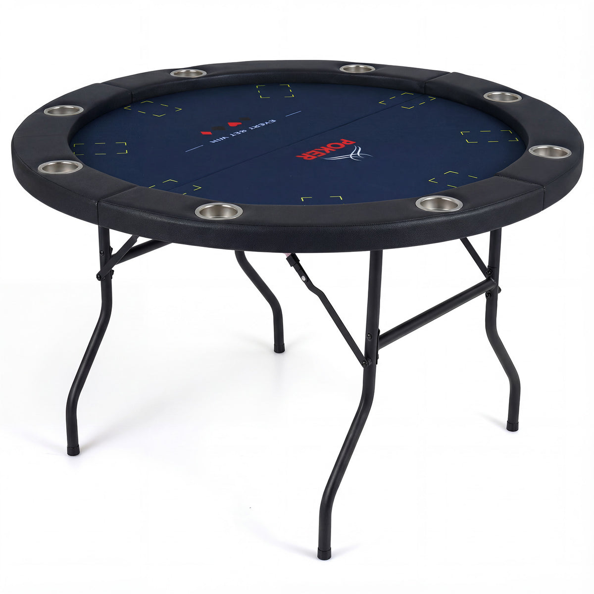 48 Inch Foldable Poker Table with 8 Cup Holders and Padded Edges, Blue Game Room at Gallery Canada