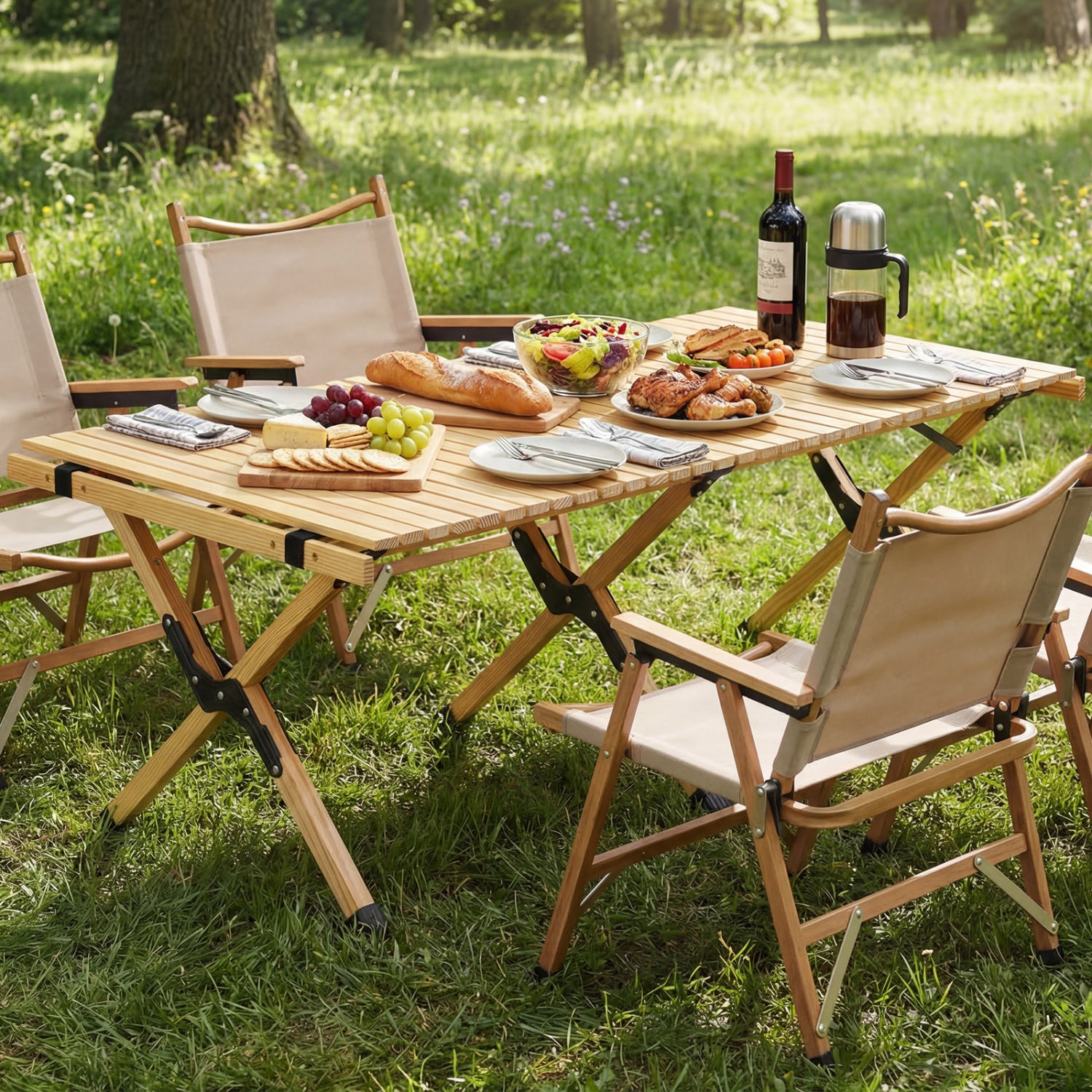48 Inch Folding Camping Table With Carry Bag, Natural Camping Furniture at Gallery Canada