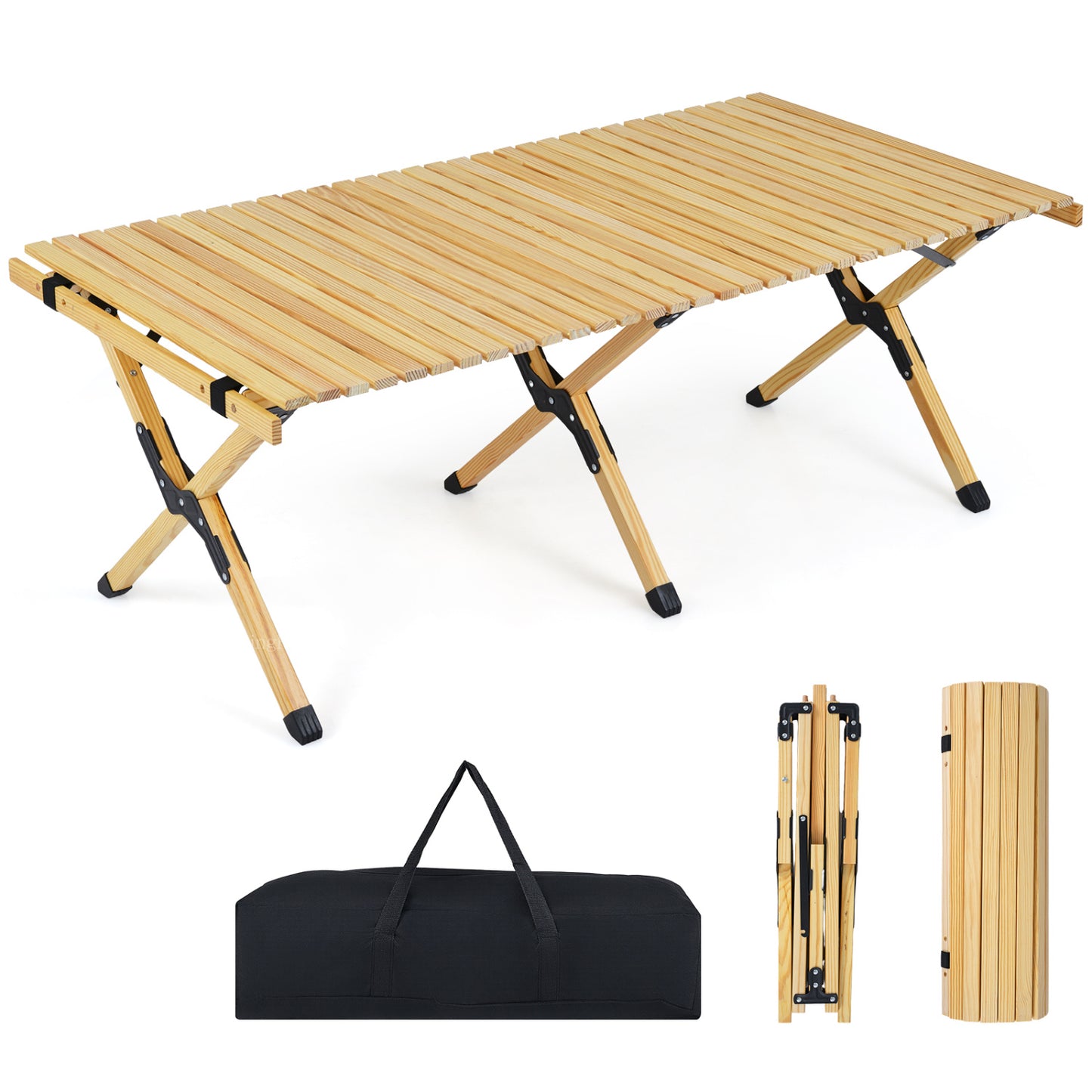 48 Inch Folding Camping Table With Carry Bag, Natural Camping Furniture Natural at Gallery Canada