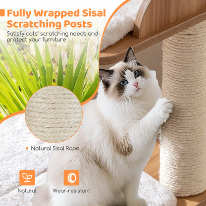 48 Inch Wooden Cat Tree, 2-Floor Condo, Washable Cushions, Natural Cat Trees Condos & Scratchers at Gallery Canada