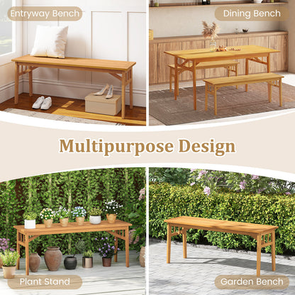 48 Inch Acacia Wood Bench, Breathable Slat Seat, Stable Triangular Structure Outdoor Benches at Gallery Canada