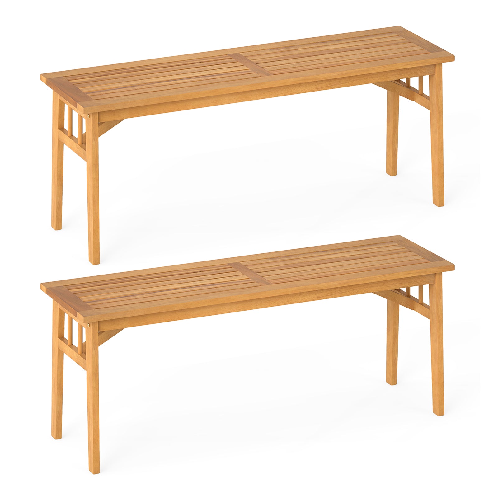 48 Inch Acacia Wood Bench, Breathable Slat Seat, Stable Triangular Structure Outdoor Benches at Gallery Canada