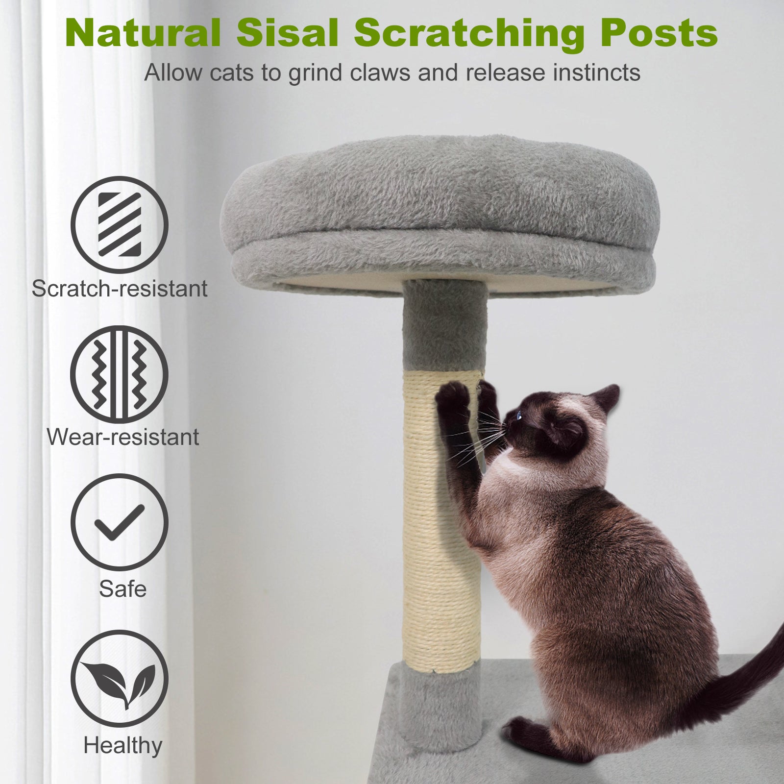 48 Inches Tall Cat Tree Multi-Level Kitten Tower with Large Condo Padded Top Perch, Light Gray Cat Trees Condos & Scratchers at Gallery Canada
