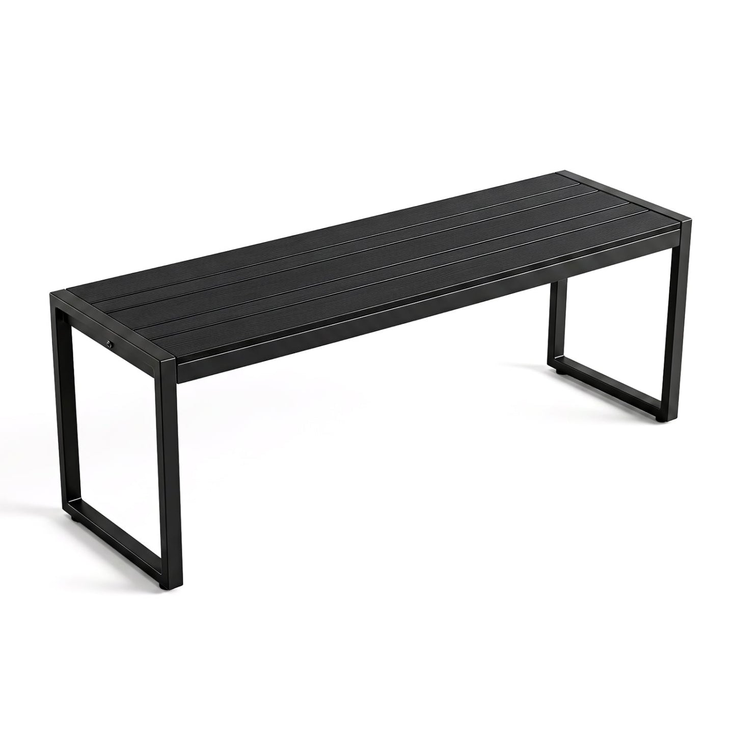 Banc d'extérieur 48" en composite bois-plastique, cadre en métal, noir