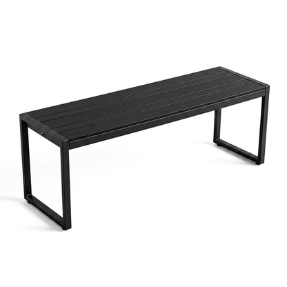 Banc d'extérieur 48" en composite bois-plastique, cadre en métal, noir