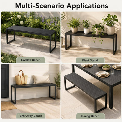 Banc d'extérieur 48" en composite bois-plastique, cadre en métal, noir