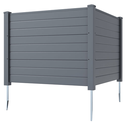 48 x 38 Inch Air Conditioner Fence, 3 Panels, Metal Ground Stakes, Gray