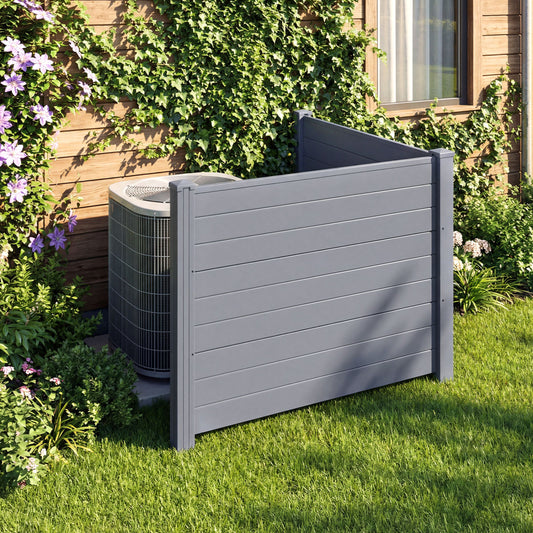48 x 38 Inch Air Conditioner Fence, 2 Panels, Gray Decorative Fencing & Flooring Gray at Gallery Canada