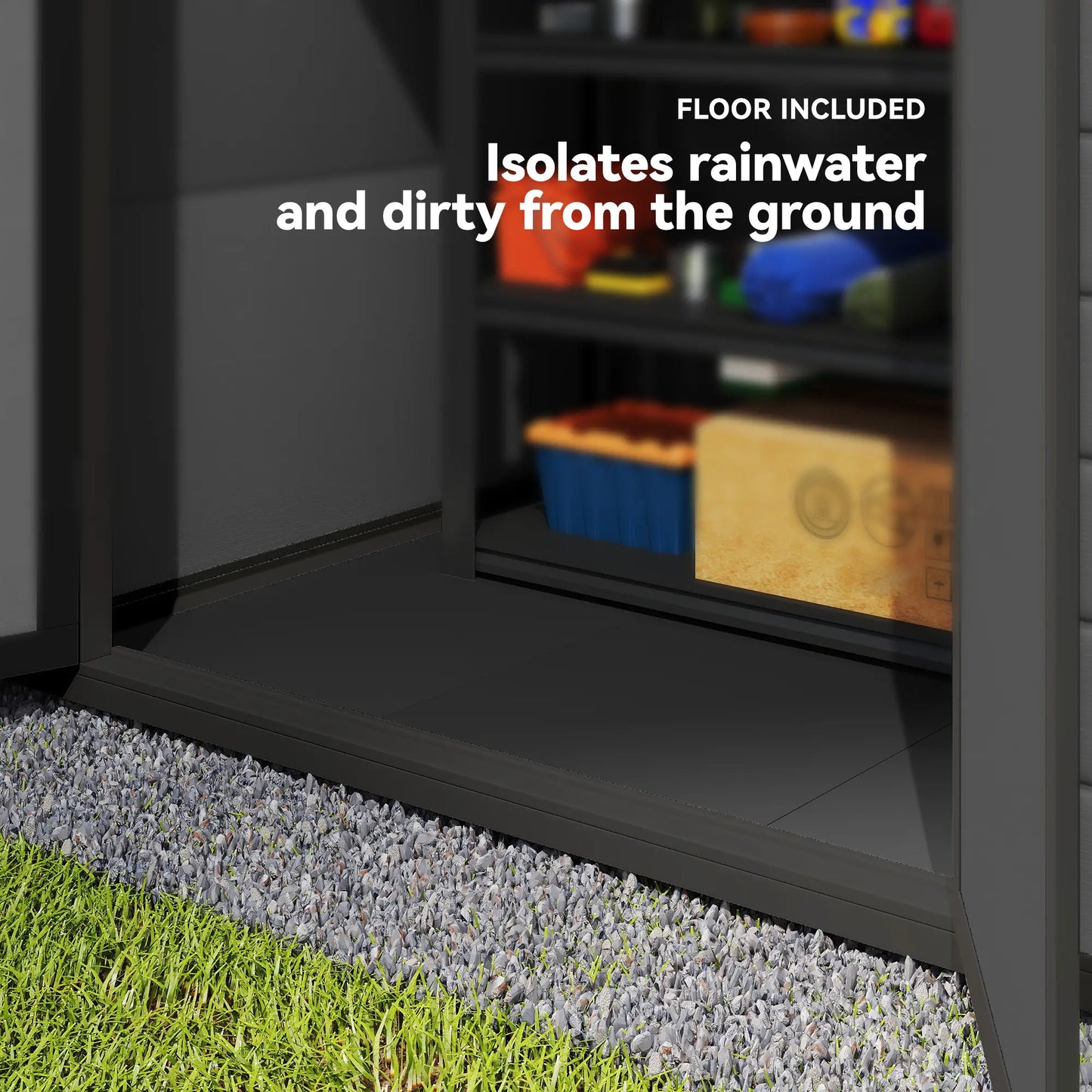 6x4.5FT Plastic Shed, Lockable Garden Tool Storage With Double Doors, Grey Sheds at Gallery Canada
