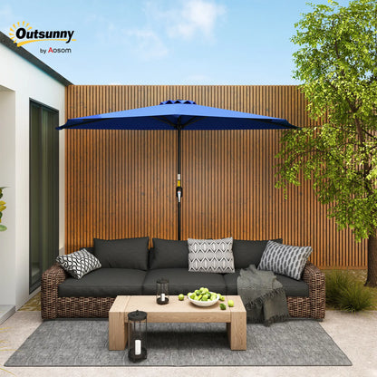 9ft Half Round Umbrella, Outdoor Patio Sun Shade, Deep Blue Half Round Umbrellas at Gallery Canada