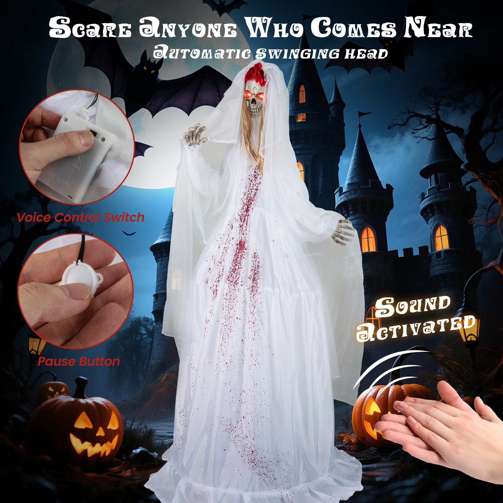 7.2 FT Animatronic Standing Bride, Haunted House Decoration Halloween at Gallery Canada