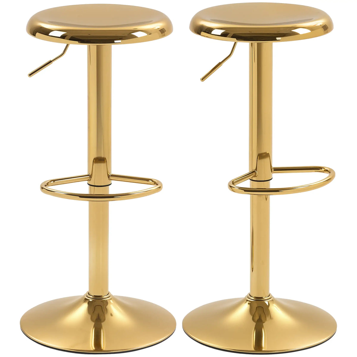 Steel Bar Stools Set of 2, Adjustable Counter Height, Gold Bar Stools at Gallery Canada