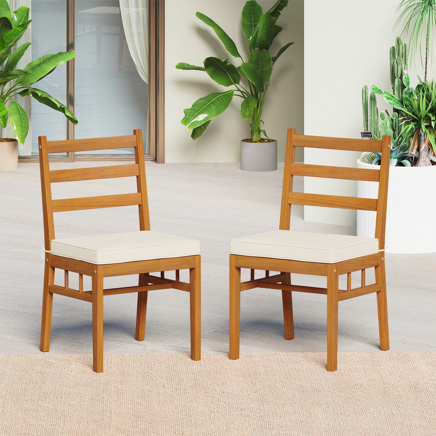 Outdoor Wooden Dining Chair Set, 4 Chairs, White Patio Dining Chairs at Gallery Canada