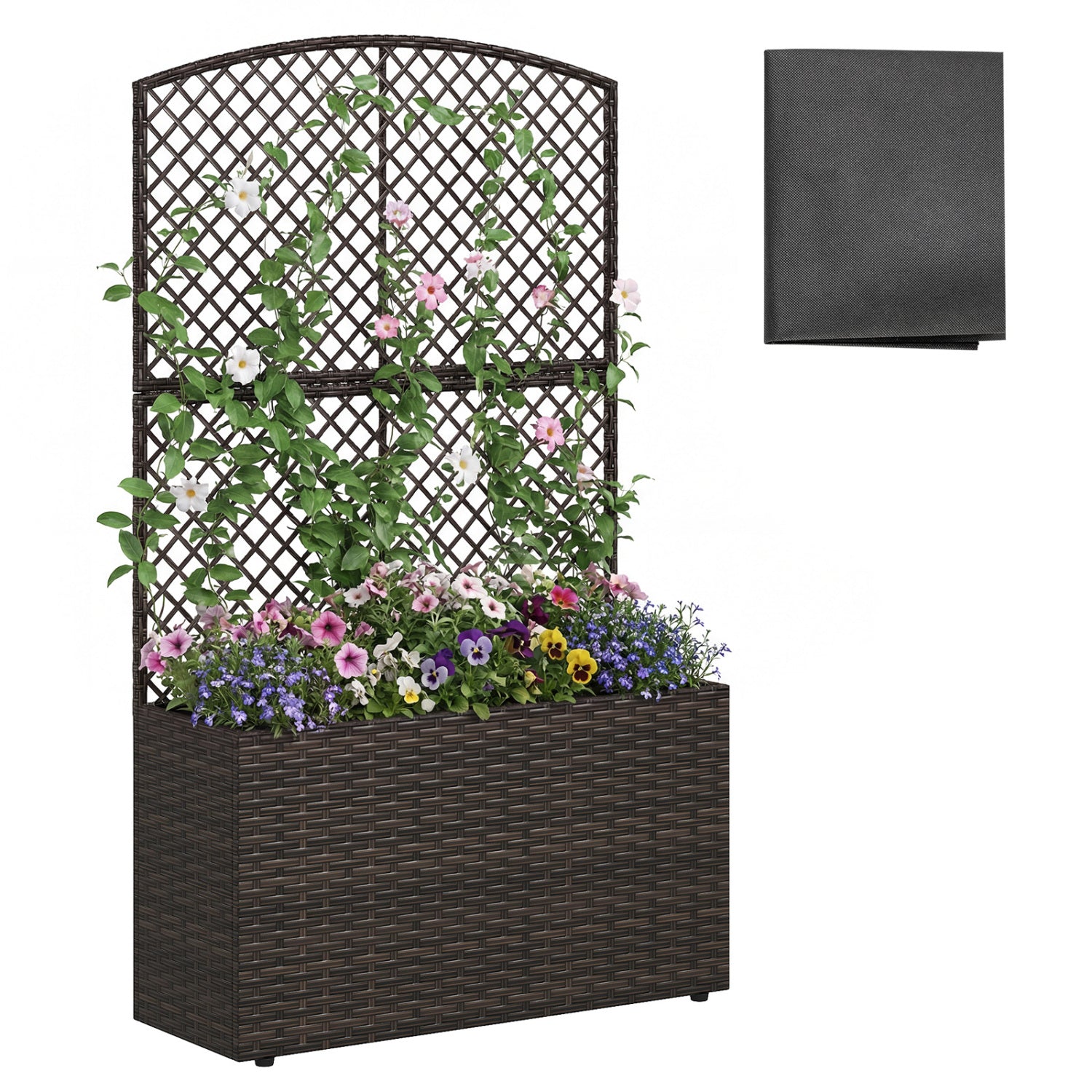 49 Inch Raised Garden Bed With Trellis, Wicker Planter Box, Brown Raised Garden Beds Brown at Gallery Canada