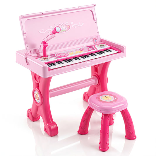 49 Key Kids Electric Piano Keyboard With Stool & Mic, Pink Pianos & Keyboards Pink at Gallery Canada
