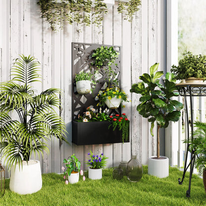 Metal Raised Garden Bed With Trellis, Privacy Panel, Irregular Line Cut-Outs Galvanized Planter Boxes at Gallery Canada