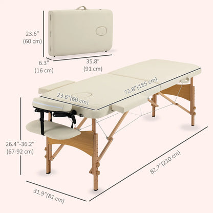 Height Adjustable Salon Spa Facial Couch, Folding Massage Table, Beige Portable Massage Tables at Gallery Canada