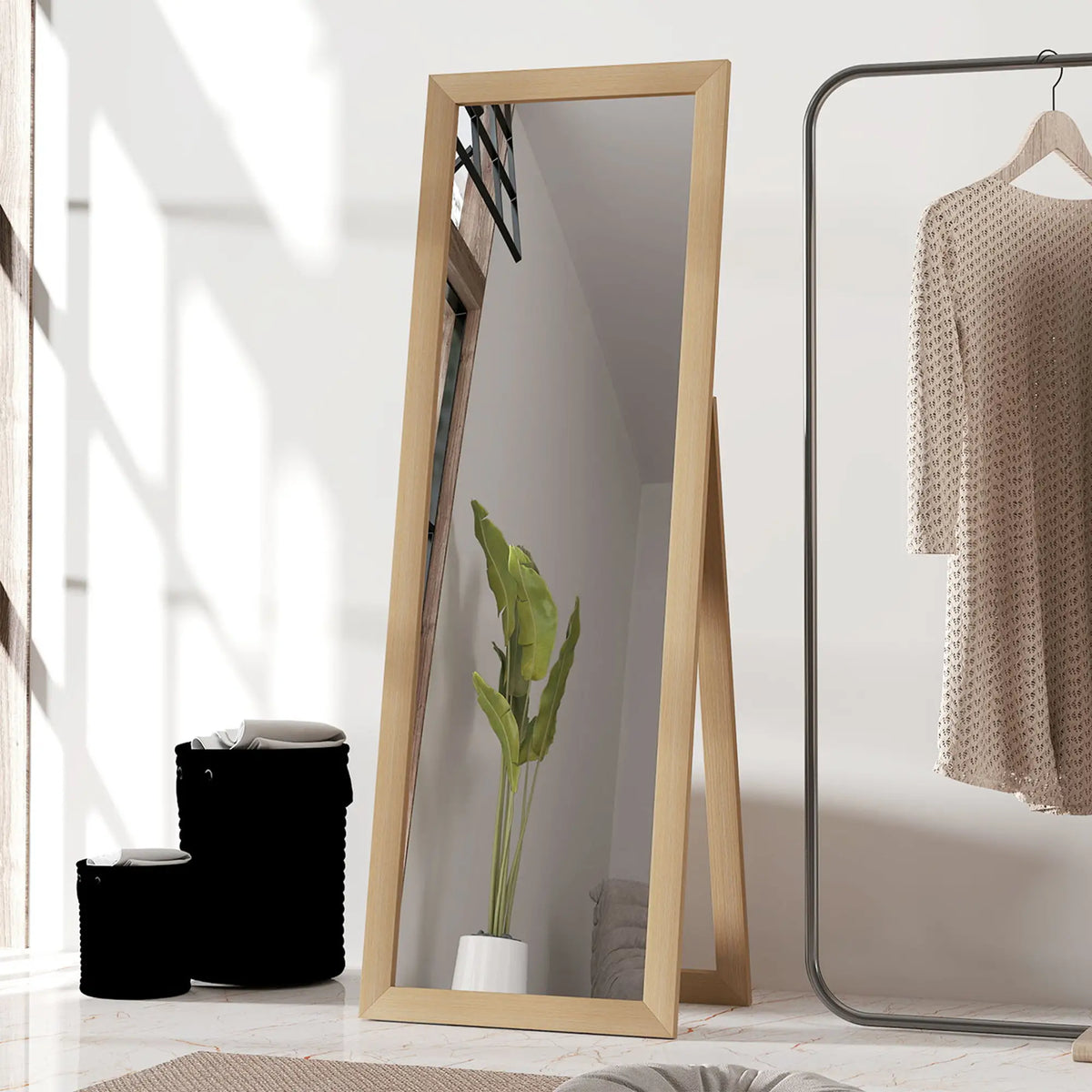 58" x 20" Floor Standing Mirror, Full Body, Oak Full Length Mirrors at Gallery Canada