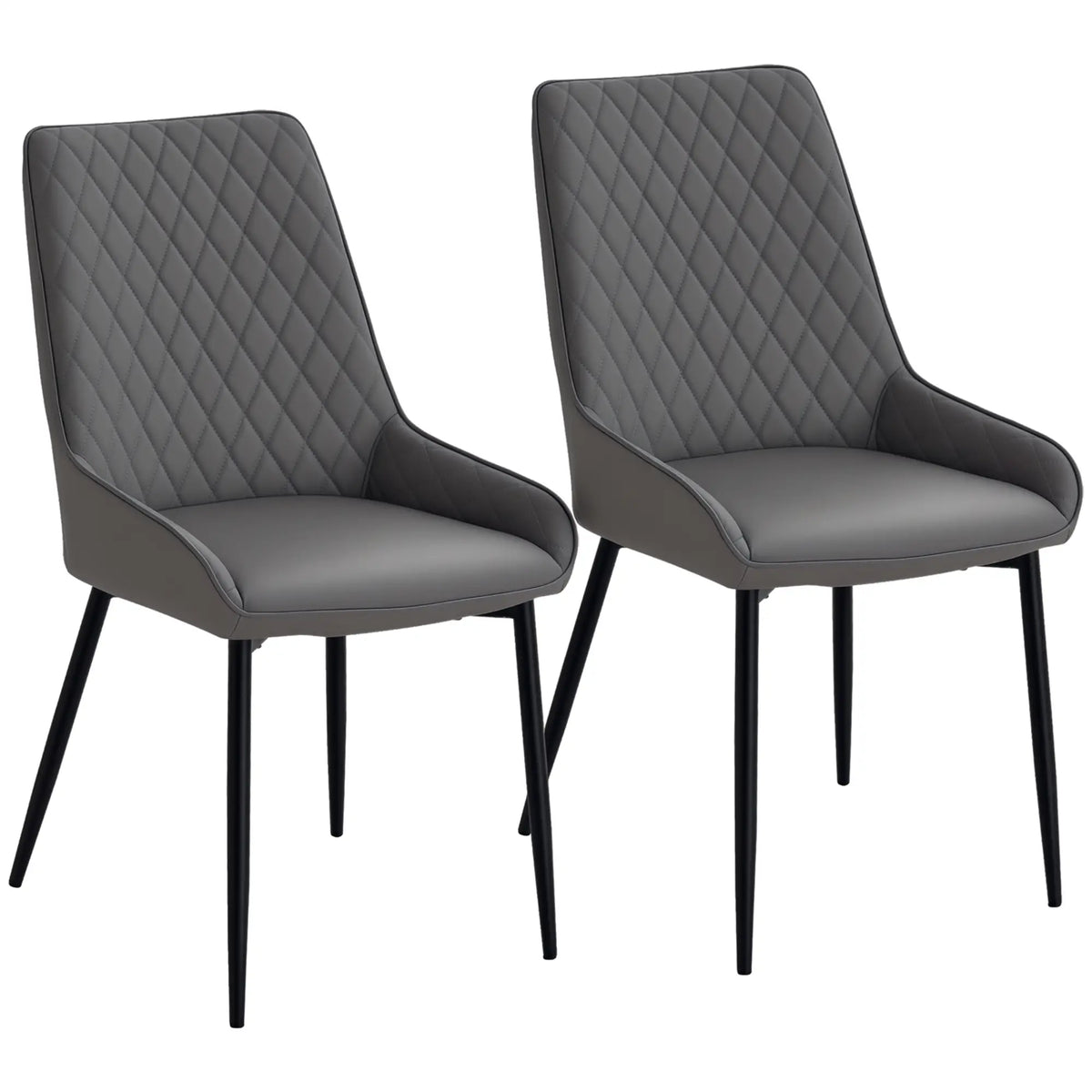 Modern Dining Chairs Set of 2, PU Leather, Metal Legs, Grey Bar Stools Grey at Gallery Canada