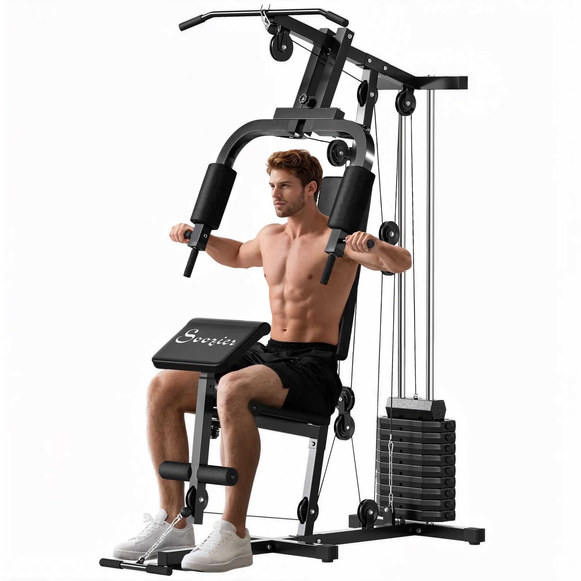 Weight Training Machine, Multifunction Gym Equipment, 143lbs, Black Power Towers Black at Gallery Canada