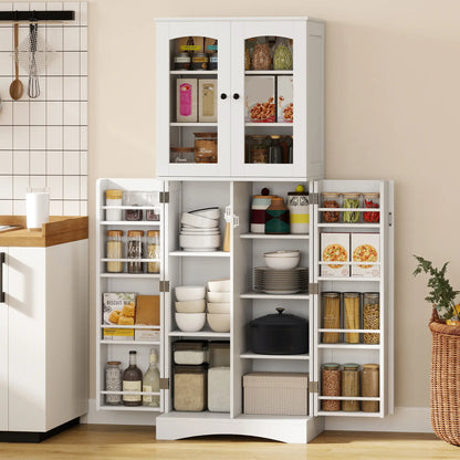 64" Tall Kitchen Pantry Cabinet, 10 Shelves, White Kitchen Pantry Cabinets at Gallery Canada