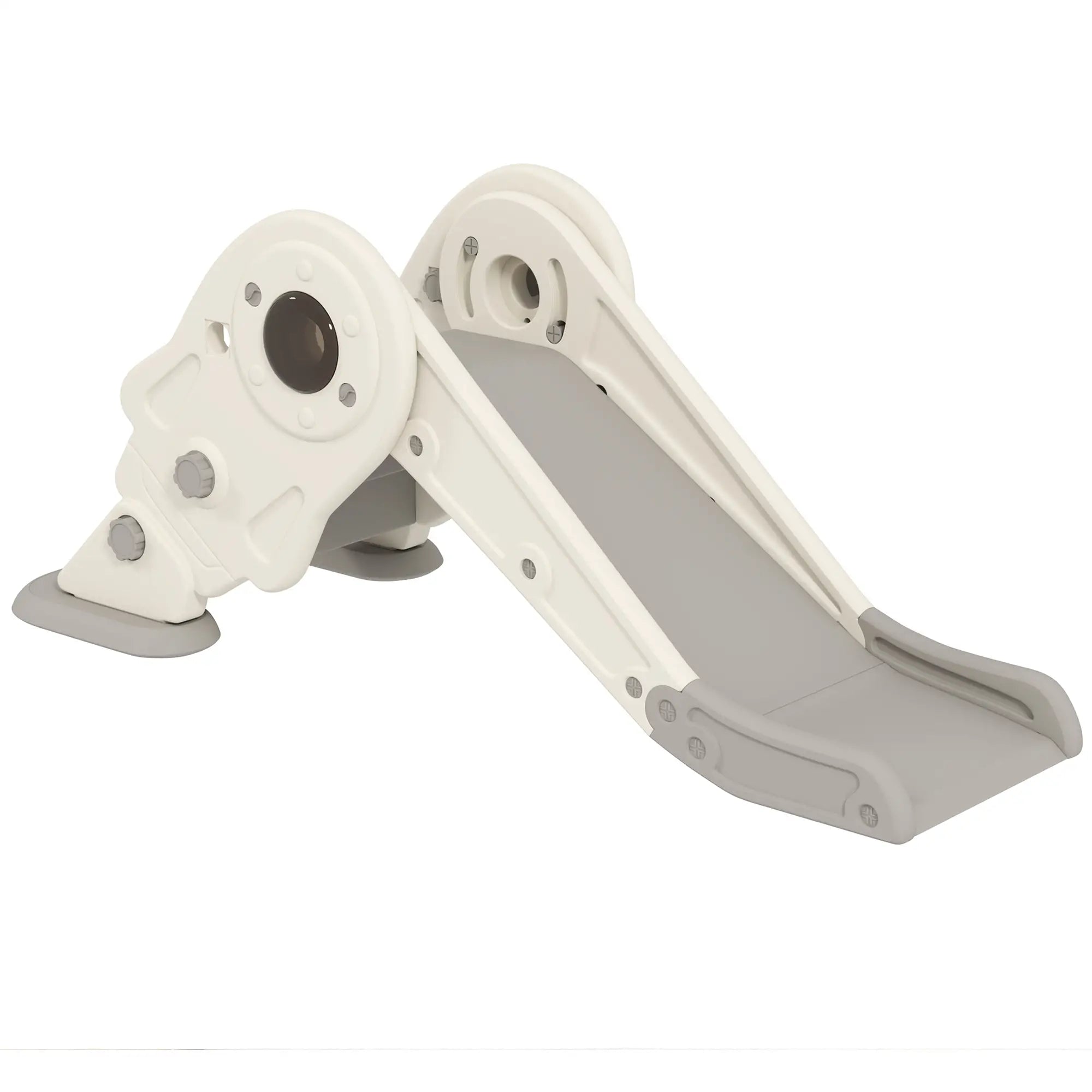 3 in 1 Toddler Slide, Foldable with Basketball Hoop, Climber, Cream White Gym Sets & Swings Cream White, Grey at Gallery Canada