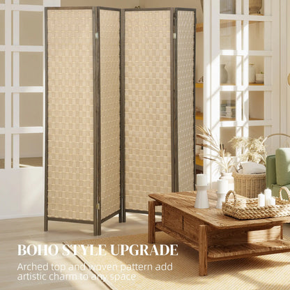 6 FT 4 Panel Folding Privacy Screen, Brown Room Divider, Brown Room Dividers at Gallery Canada