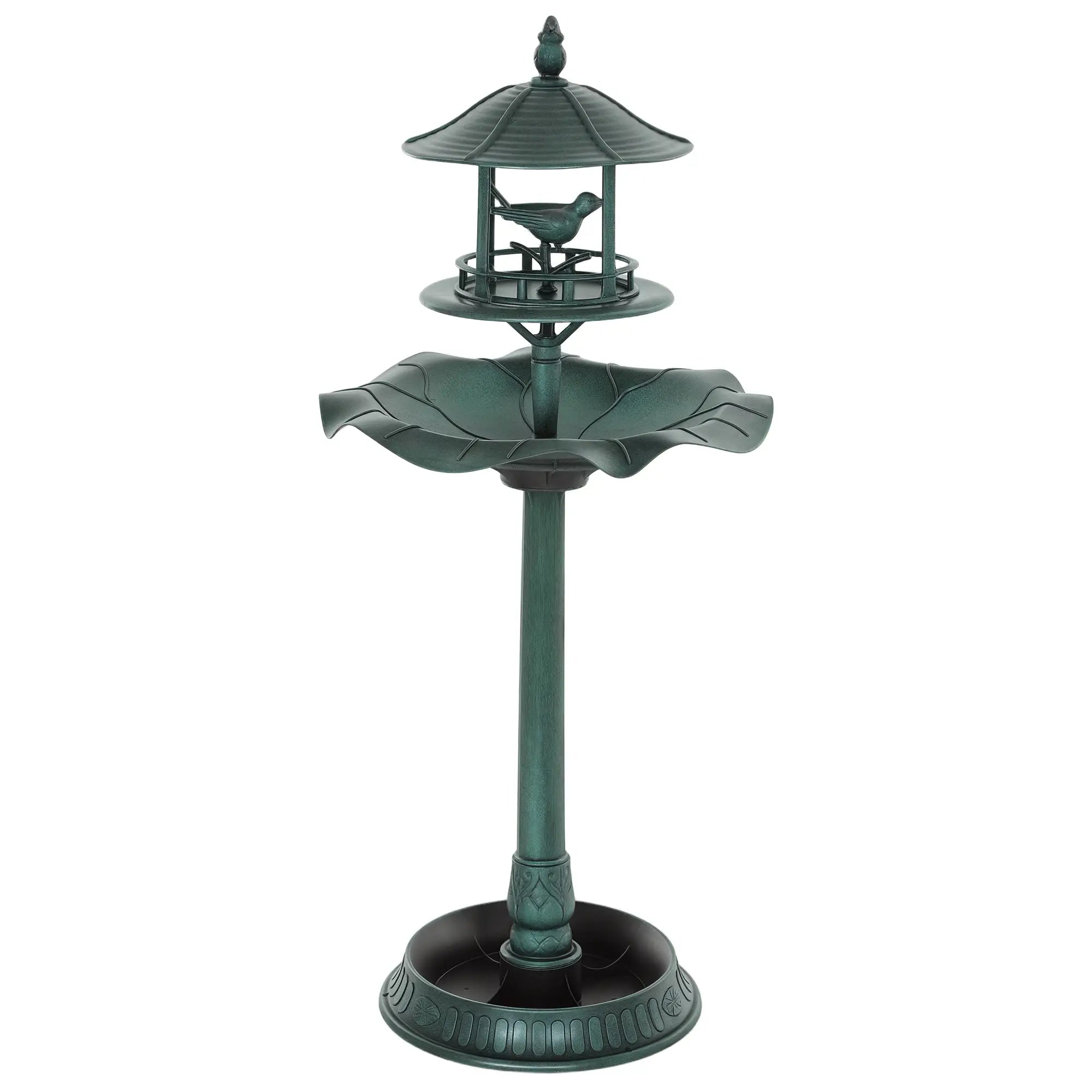 3-in-1 Garden Bird Bath Bowl, Large Water Basin, Feeder, Flower Planter, Green Garden Decor at Gallery Canada