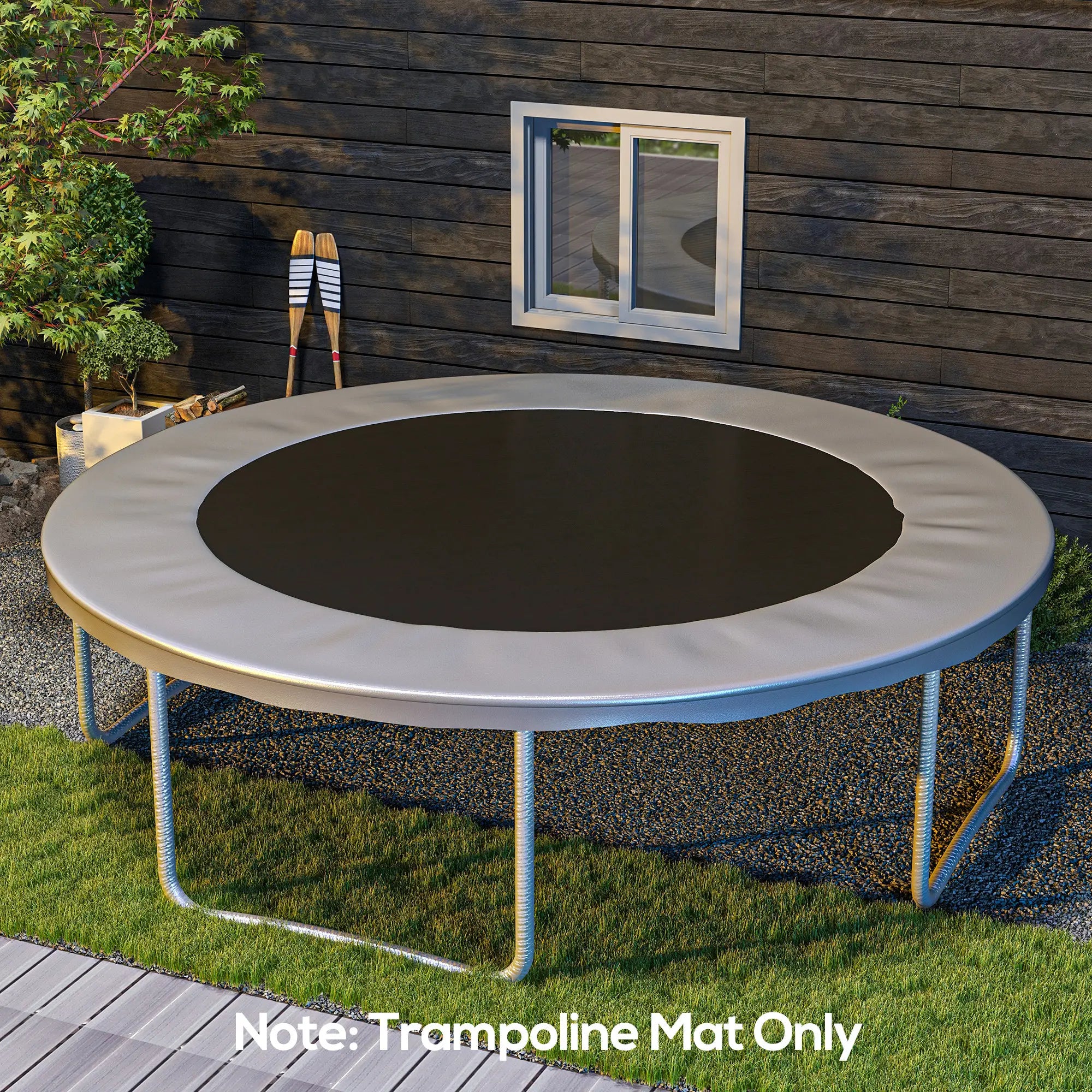Trampoline Mat Replacement, 12ft, with Spring Pull Tool, 72 V-Hooks, Black Trampolines at Gallery Canada