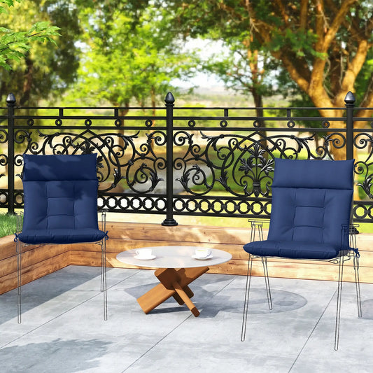 Patio Chair Cushions Set of 4, Waterproof Non-Slip, 44"x21", Navy Blue Patio Chair Cushions Navy Blue, Grey at Gallery Canada