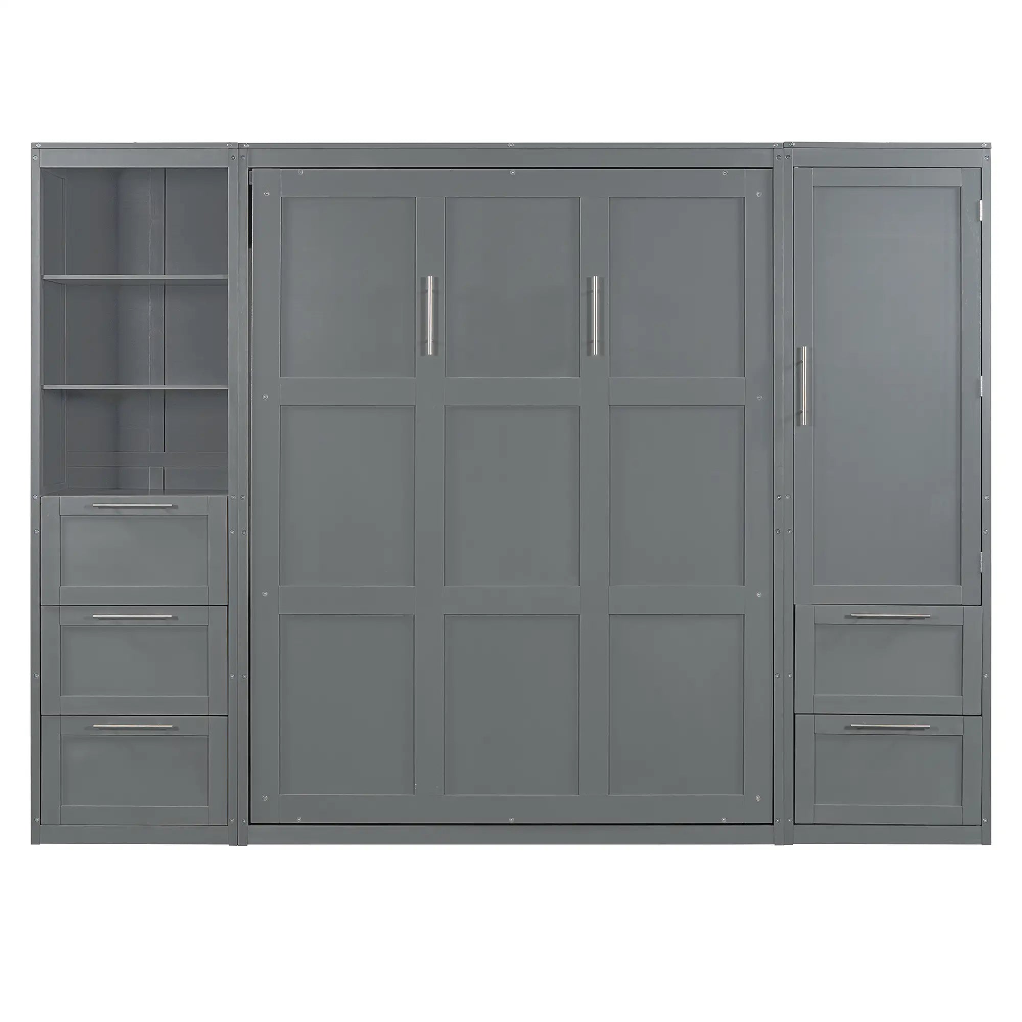 Murphy Bed with Closet, Drawers, Shelves, 120